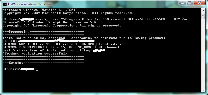 activate office using cmd